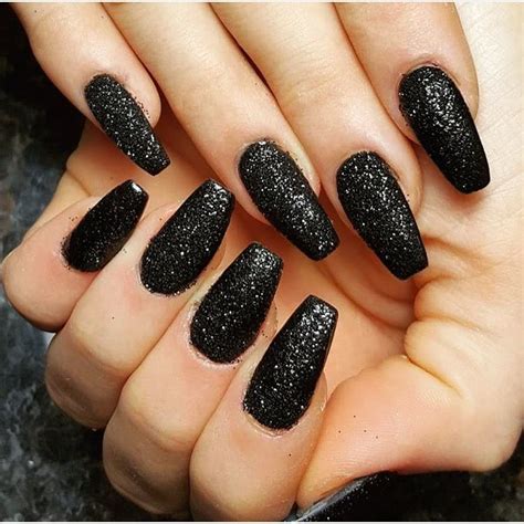 black matte glitter nails